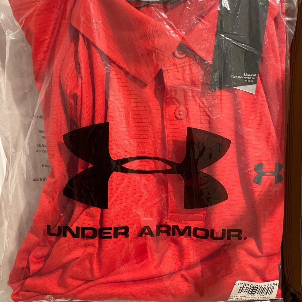 NWT UNDER AROUR men's ribbed playoff polo Sz S